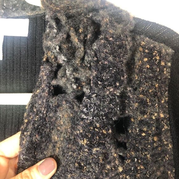 Curio New York Knit Detail Cardigan Black Tan Gold - Picture 3 of 13